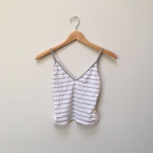 BRANDY MELVILLE White and Gray Striped Crop Top